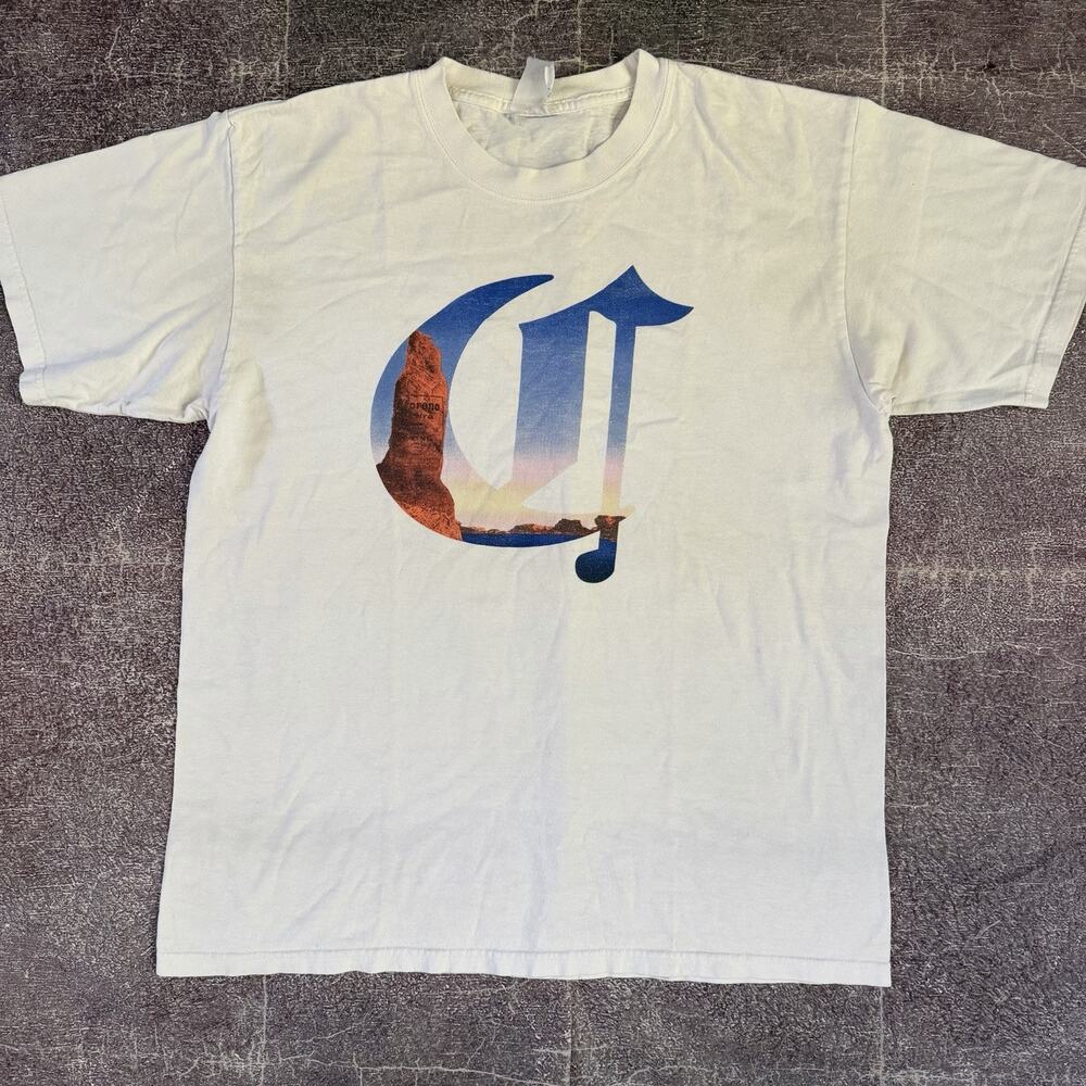Men's Vintage 90's Corona Extra White Old English Beer Promo T Shirt Tee Sz L